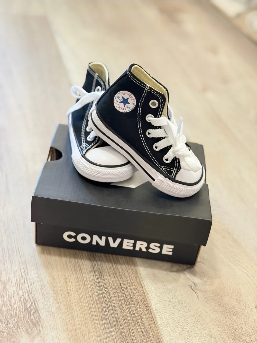 Converse Kids Black High Top Sneakers with White Trim